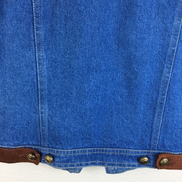 St. Maarten Dallas Vintage Leather Denim Mix Media Studded Vest Sz M - Picture 8 of 15